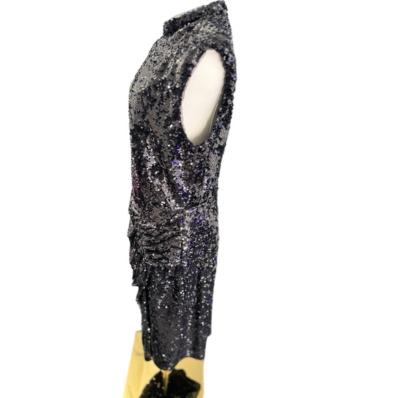 NWT Clover and Sloane Solid Black Sequin Midid Dress Size 12 MSRP $225 - Picture 8 of 10